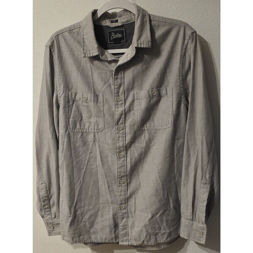 Bixby Nomad Washed Medium Gray Regular Fit Button Up Shirt Mens Medium